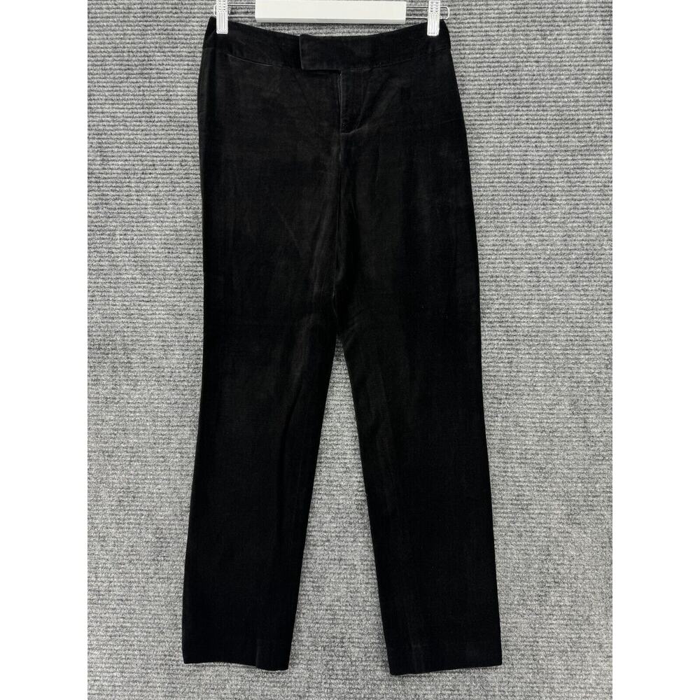 Ralph Lauren Rugby Pants Womens 4 Black Straight Leg Mid Rise Velvet Flat Front